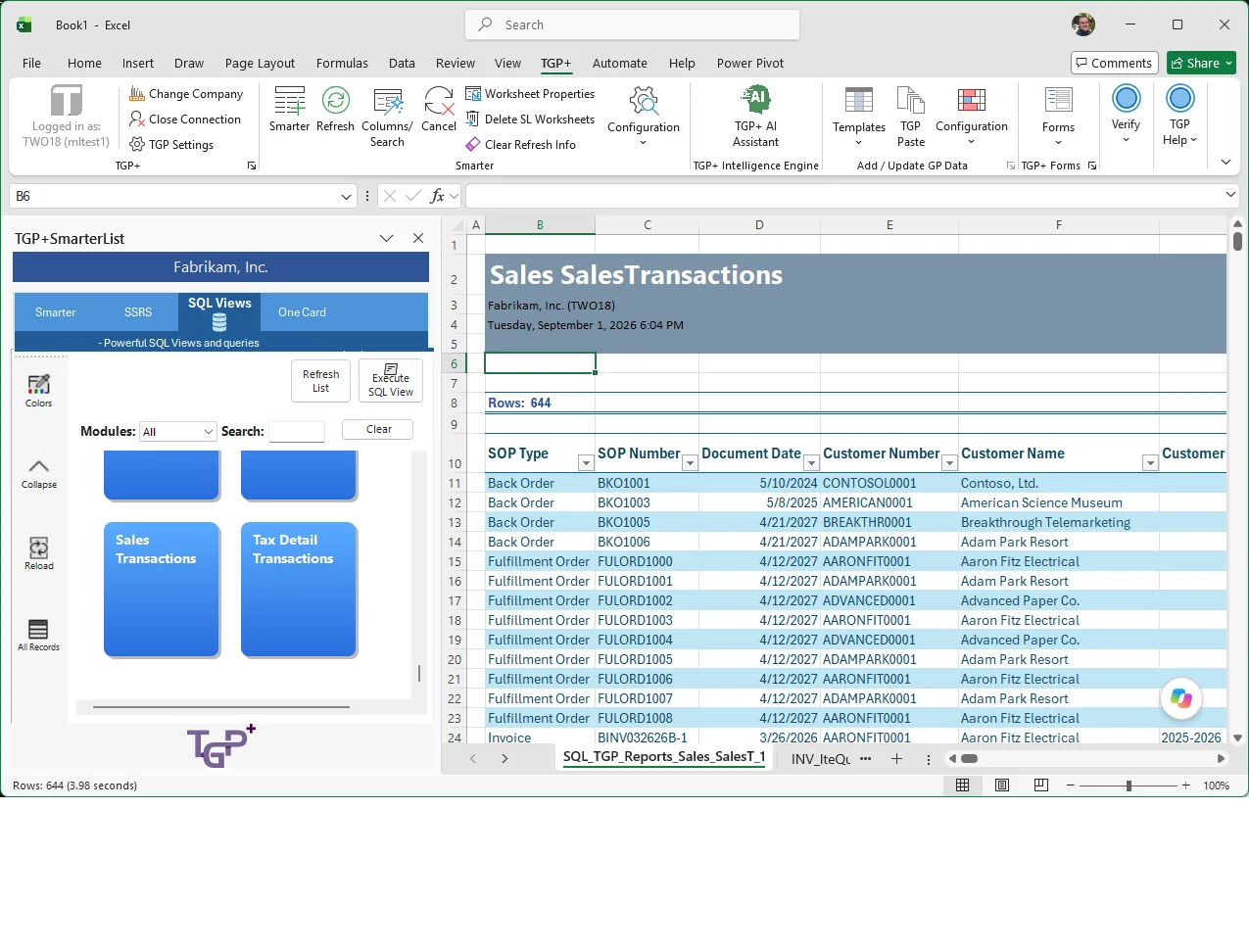 Build and reuse custom SQL views over live GP data