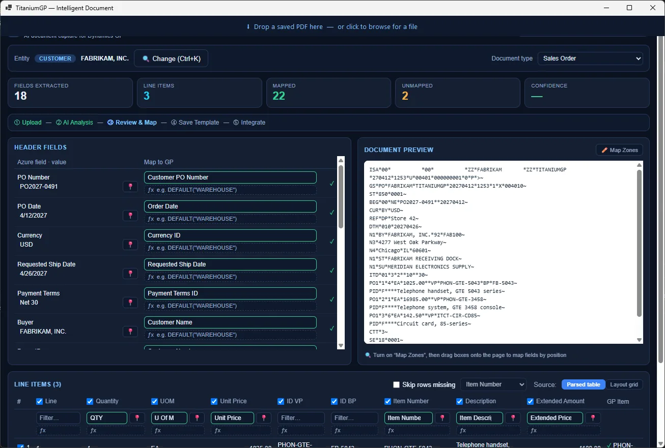Process and generate EDI documents, mapped straight to GP